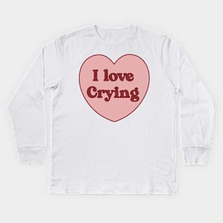 I love crying heart aesthetic dollette coquette pink red Kids Long Sleeve T-Shirt